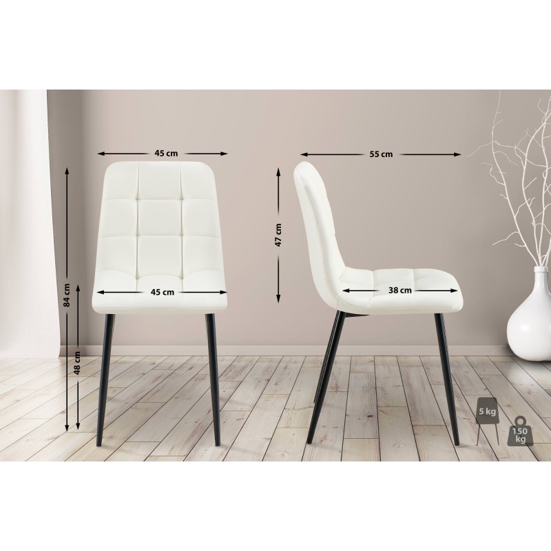 Juego de 4 sillas de comedor Antibes en piel sintética blanca