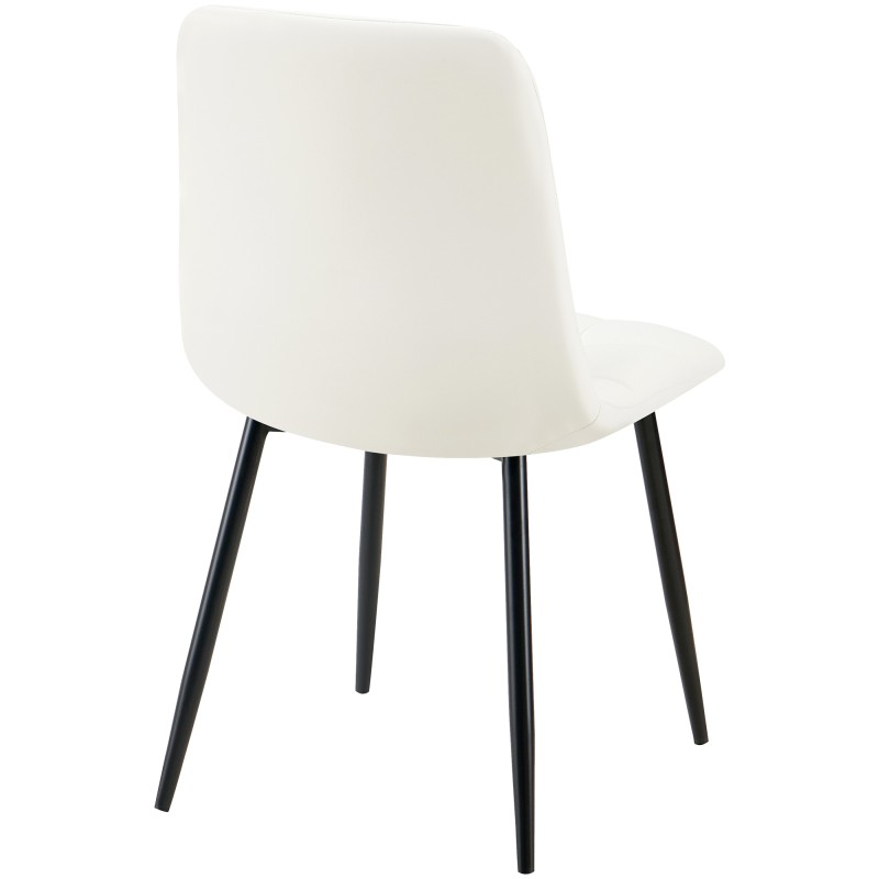 Juego de 4 sillas de comedor Antibes en piel sintética blanca