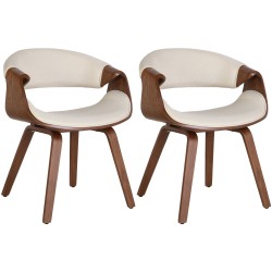 Juego de 2 sillas de comedor Foley de tela de roble/crema