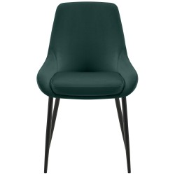 Juego de 2 sillas de comedor Elmira en terciopelo negro y verde