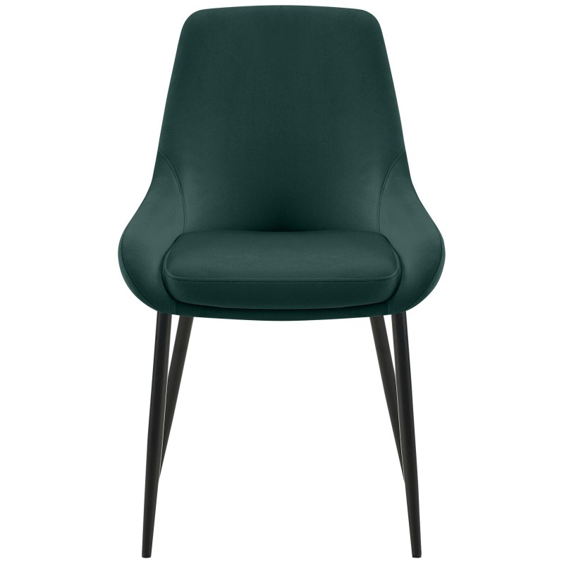 Juego de 2 sillas de comedor Elmira en terciopelo negro y verde