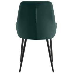 Juego de 2 sillas de comedor Elmira en terciopelo negro y verde