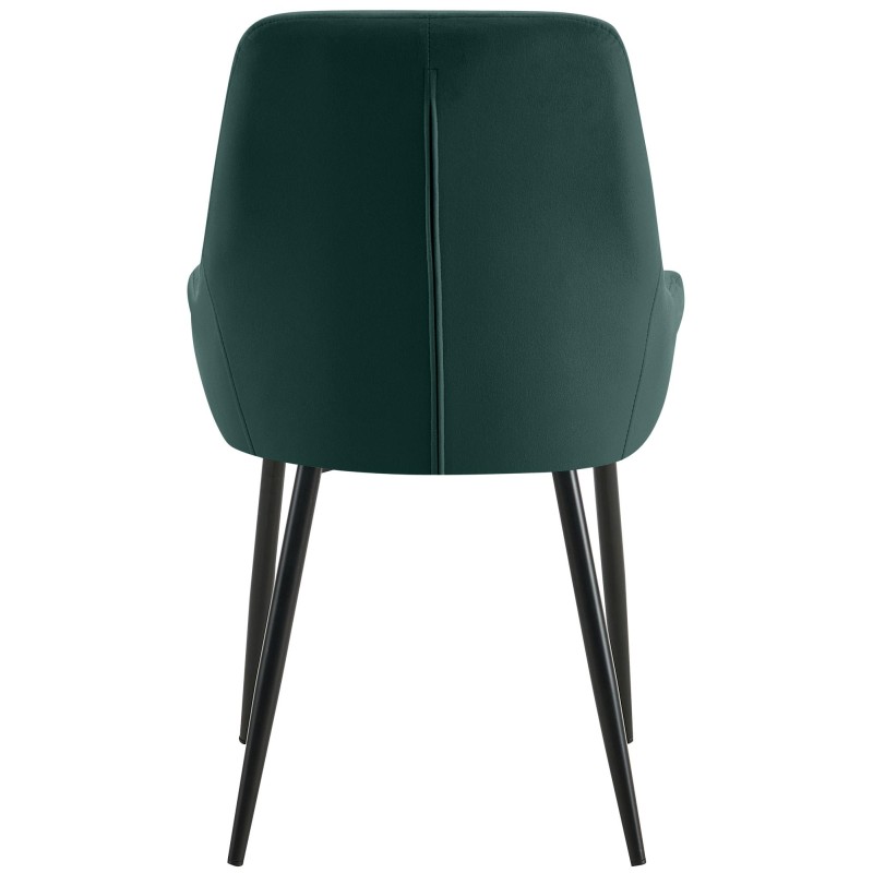 Juego de 2 sillas de comedor Elmira en terciopelo negro y verde