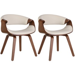 Juego de 2 sillas de comedor Foley, piel sintética, roble/crema