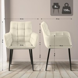 Silla Tirana de terciopelo crema