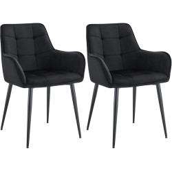 Juego de 2 sillas de comedor Ferndale de terciopelo negro