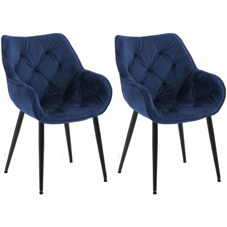 Juego de 2 sillas de terciopelo Tanna azul oscuro