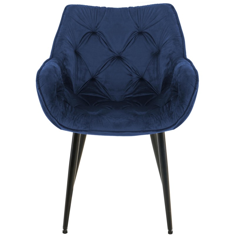 Juego de 2 sillas de terciopelo Tanna azul oscuro