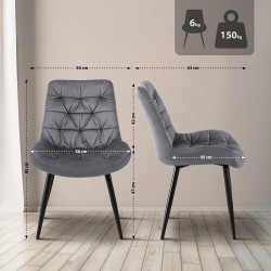 Silla de comedor Rossford en terciopelo gris oscuro