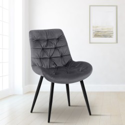 Silla de comedor Rossford en terciopelo gris oscuro