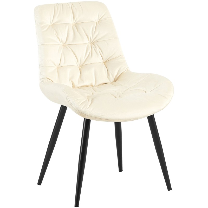 Silla de comedor Rossford de terciopelo color crema