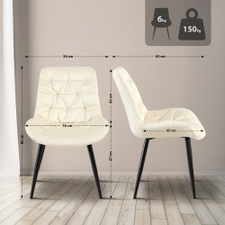 Silla de comedor Rossford de terciopelo color crema