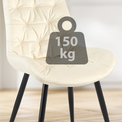 Silla de comedor Rossford de terciopelo color crema