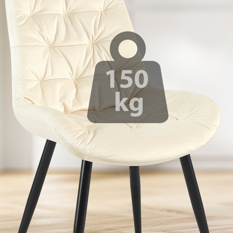 Silla de comedor Rossford de terciopelo color crema