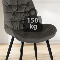 Silla de comedor Rossford en terciopelo antracita
