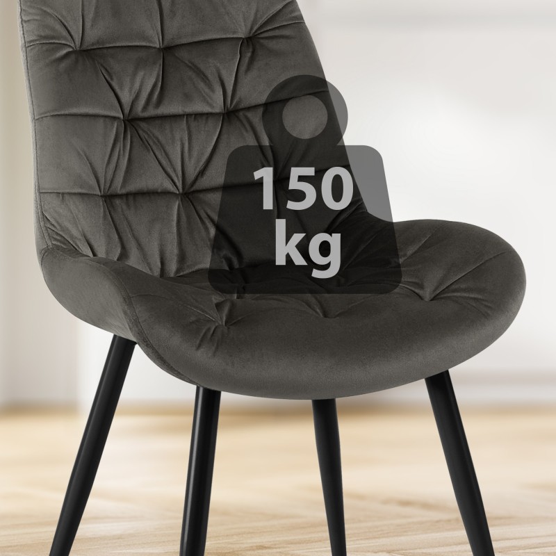 Silla de comedor Rossford en terciopelo antracita