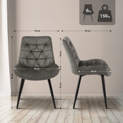 Silla de comedor Rossford en terciopelo antracita
