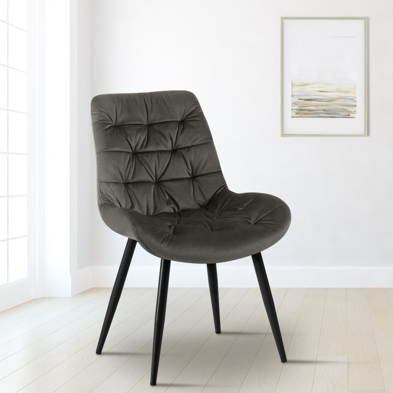 Silla de comedor Rossford en terciopelo antracita