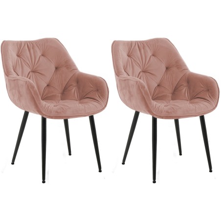 Conjunto de 2 sillas Tanna en terciopelo rosa
