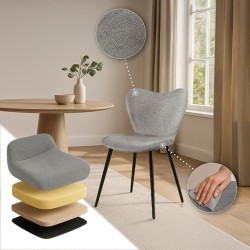 Silla de comedor Maika en tela gris