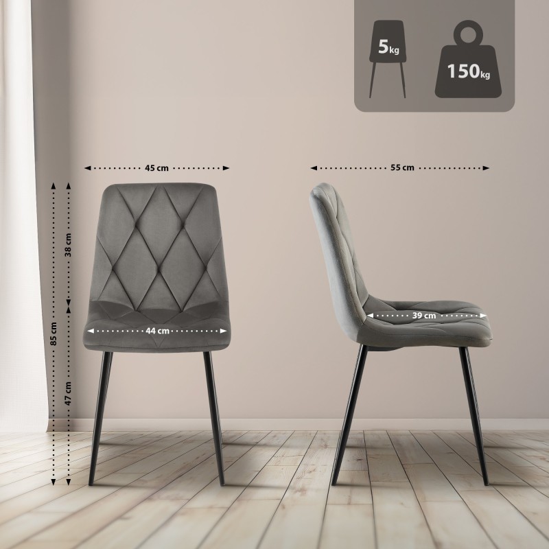 Silla de comedor Clairton en terciopelo antracita