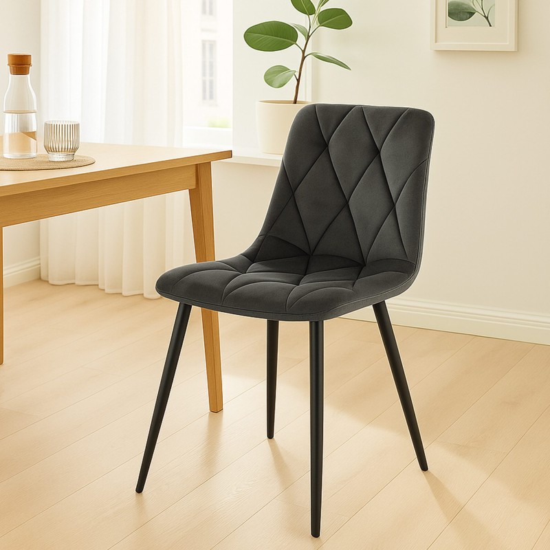 Silla de comedor Clairton en terciopelo antracita