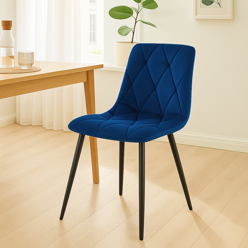 Silla de comedor Clairton en terciopelo azul oscuro