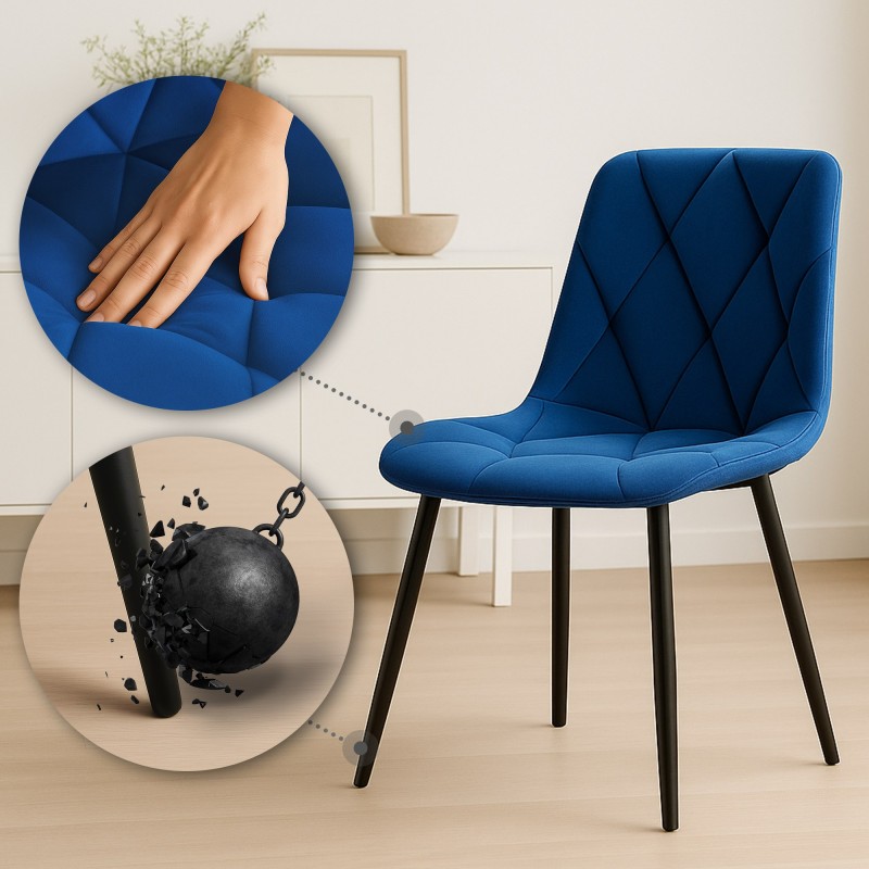 Silla de comedor Clairton en terciopelo azul oscuro