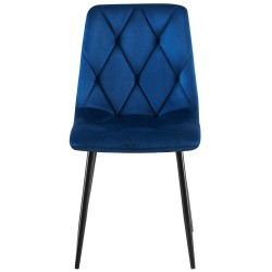 Silla de comedor Clairton en terciopelo azul oscuro