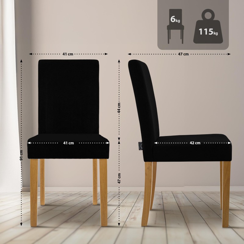Silla de comedor Ina Cord, color negro claro antiguo