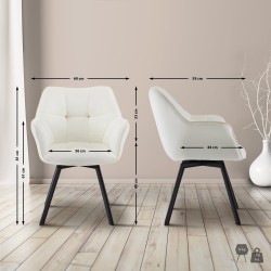 Silla de comedor Jordi de terciopelo crema