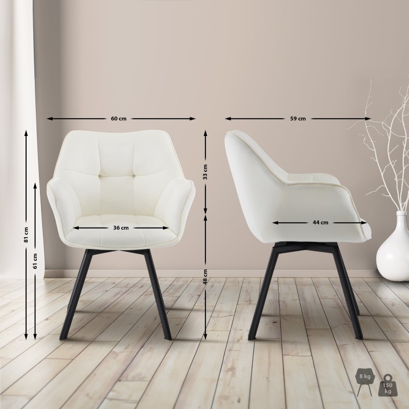 Silla de comedor Jordi de terciopelo crema