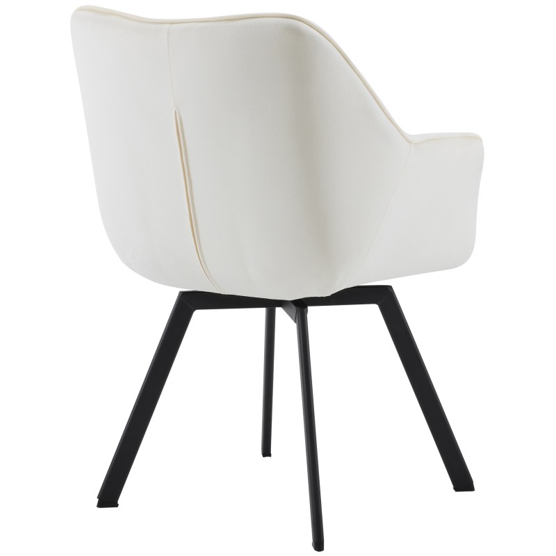 Silla de comedor Jordi de terciopelo crema