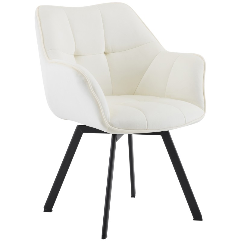 Silla de comedor Jordi de terciopelo crema