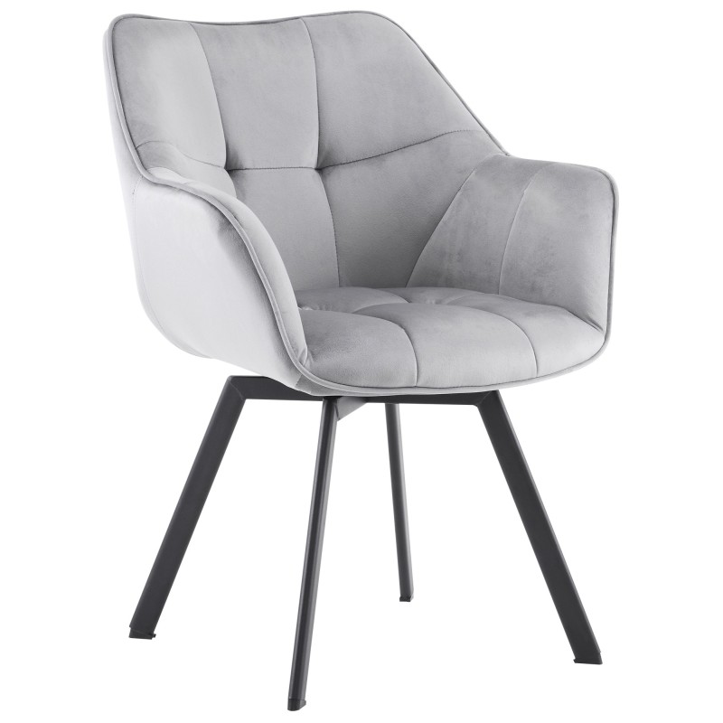 Silla de comedor Jordi en terciopelo gris oscuro