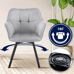 Silla de comedor Jordi en terciopelo gris oscuro