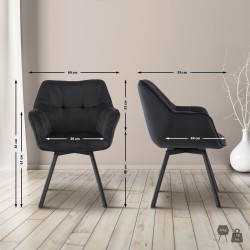 Silla de comedor Jordi en terciopelo negro
