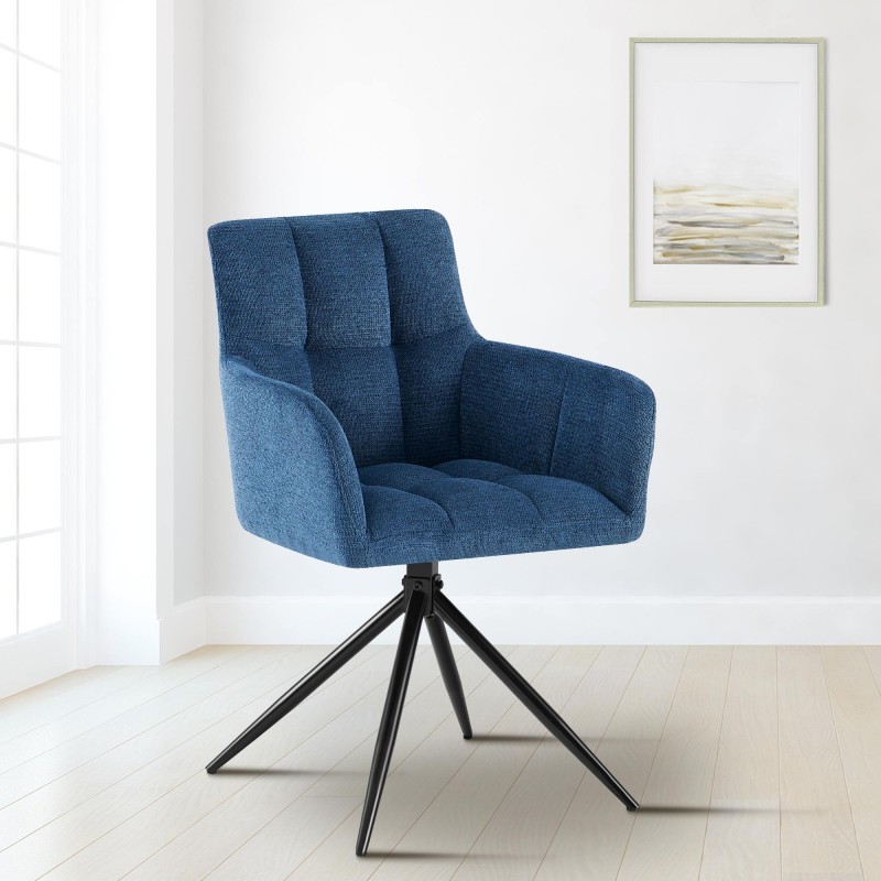 Silla de comedor Jonah en tela azul oscuro