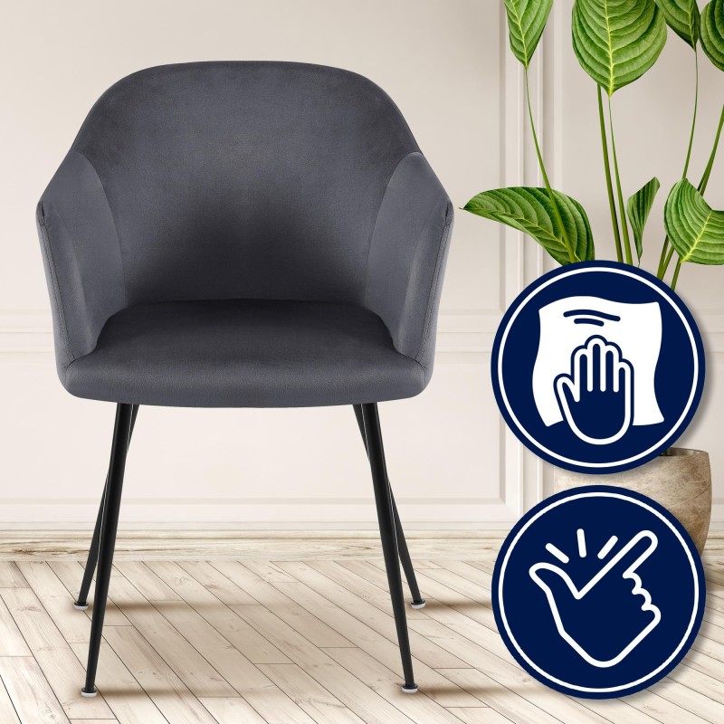 Silla de comedor Jaysie de terciopelo gris oscuro