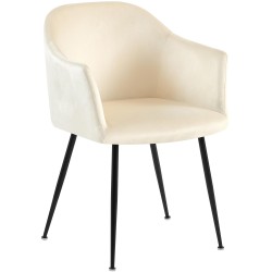 Silla de comedor Jaysie de terciopelo color crema