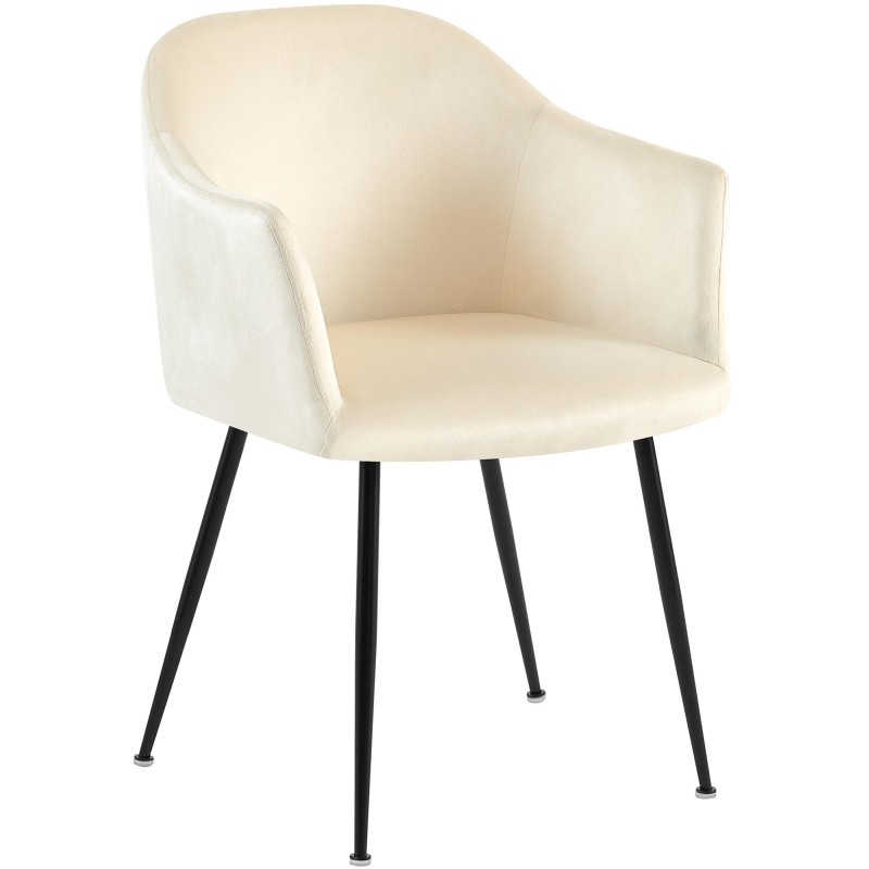 Silla de comedor Jaysie de terciopelo color crema