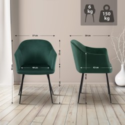 Silla de comedor Jaysie de terciopelo verde oscuro