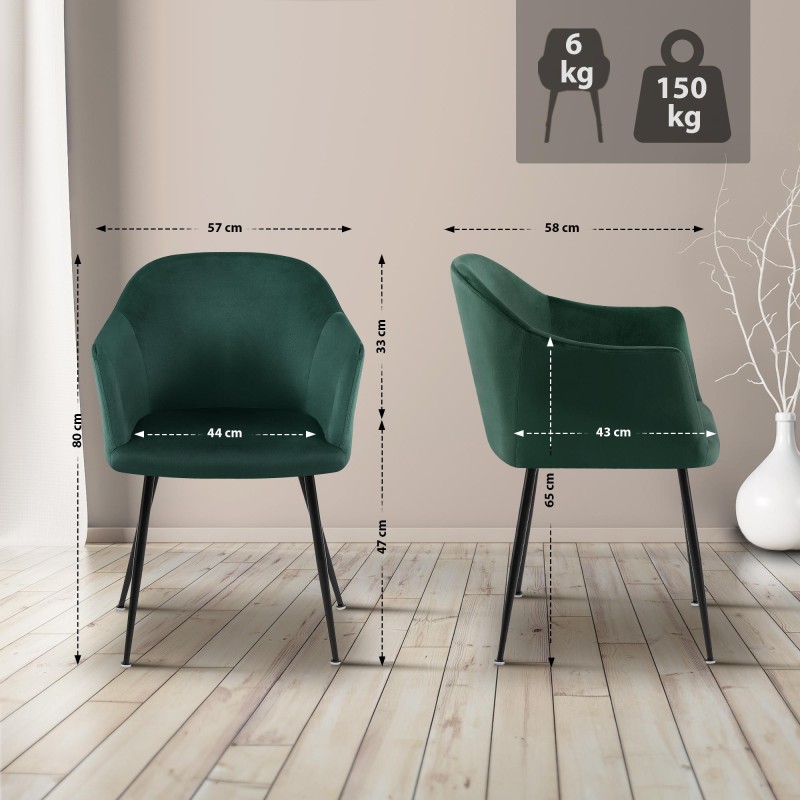 Silla de comedor Jaysie de terciopelo verde oscuro