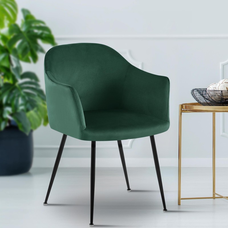 Silla de comedor Jaysie de terciopelo verde oscuro