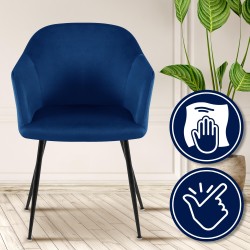 Silla de comedor Jaysie de terciopelo azul oscuro