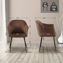 Silla de comedor Jaysie de terciopelo marrón