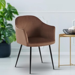 Silla de comedor Jaysie de terciopelo marrón