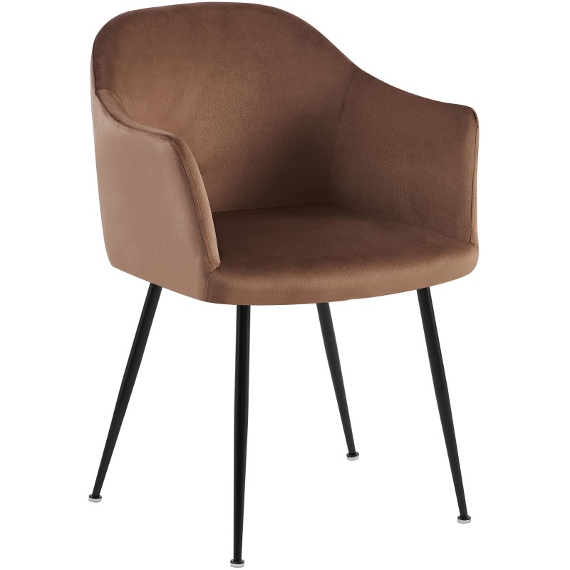 Silla de comedor Jaysie de terciopelo marrón