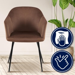 Silla de comedor Jaysie de terciopelo marrón