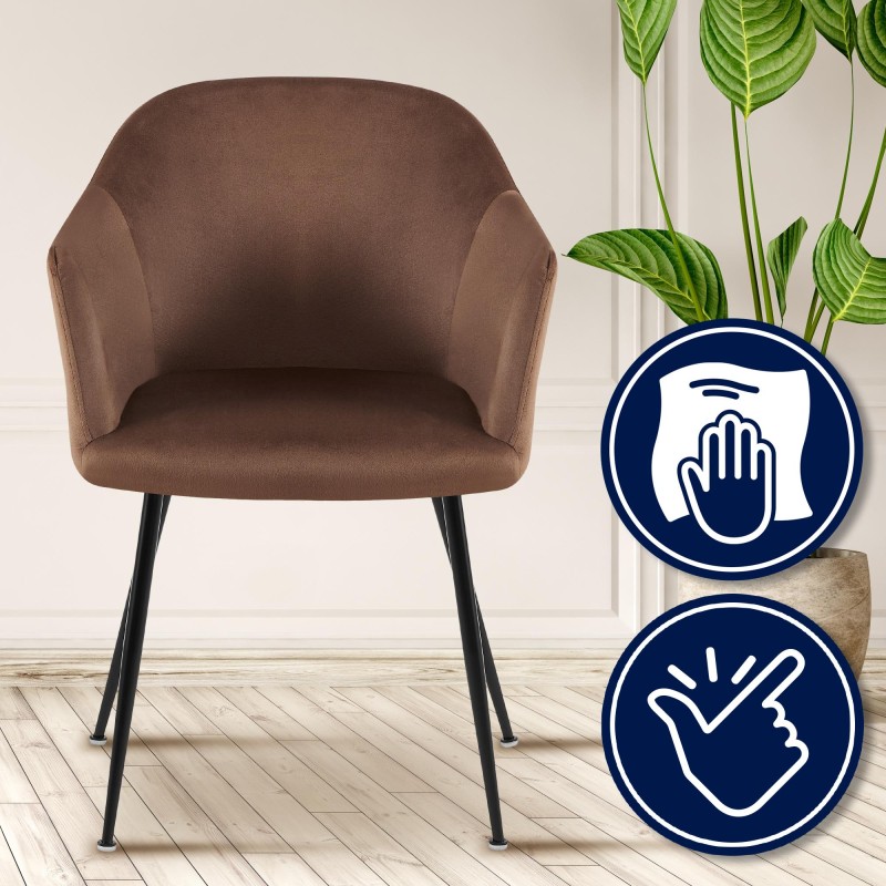 Silla de comedor Jaysie de terciopelo marrón